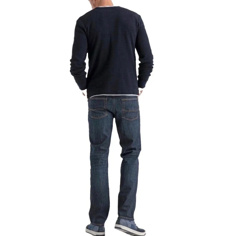 Lucky Brand 221 Original Straight Jeans Mens 34x32 Blue Dark Wash Denim Stretch
